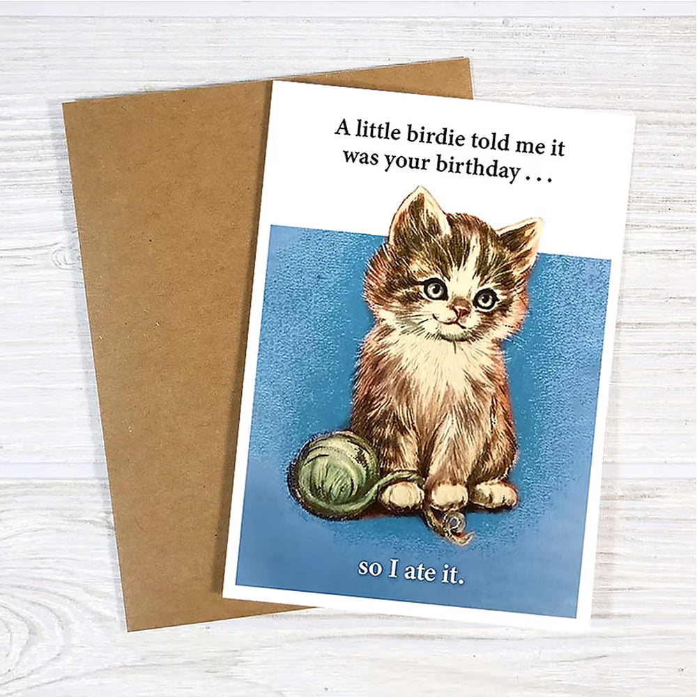 Bad Betty Greeting Co. Greeting Cards A Little Birdie Told Me It Was Your Birthday - Funny Card