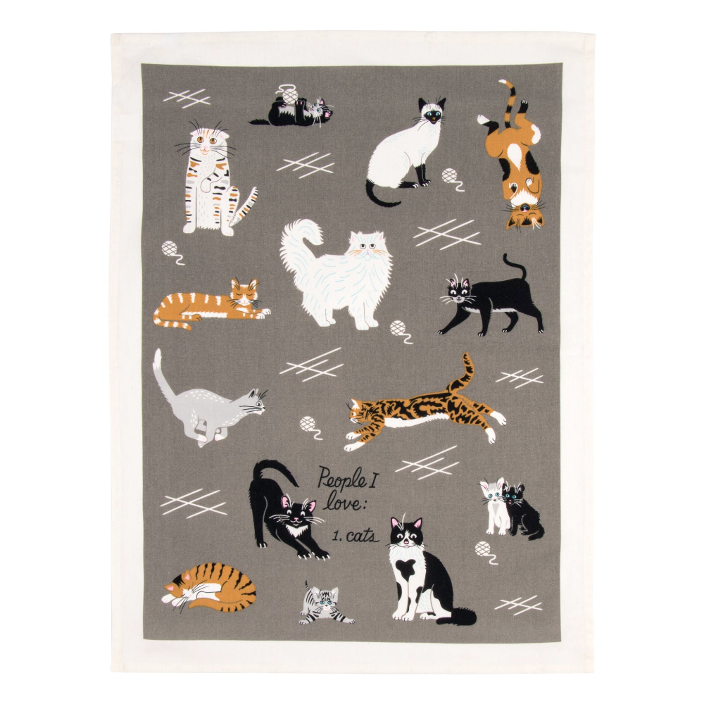 Blue Q Kitchen & Table Dish Towel-  People I Love:  Cats