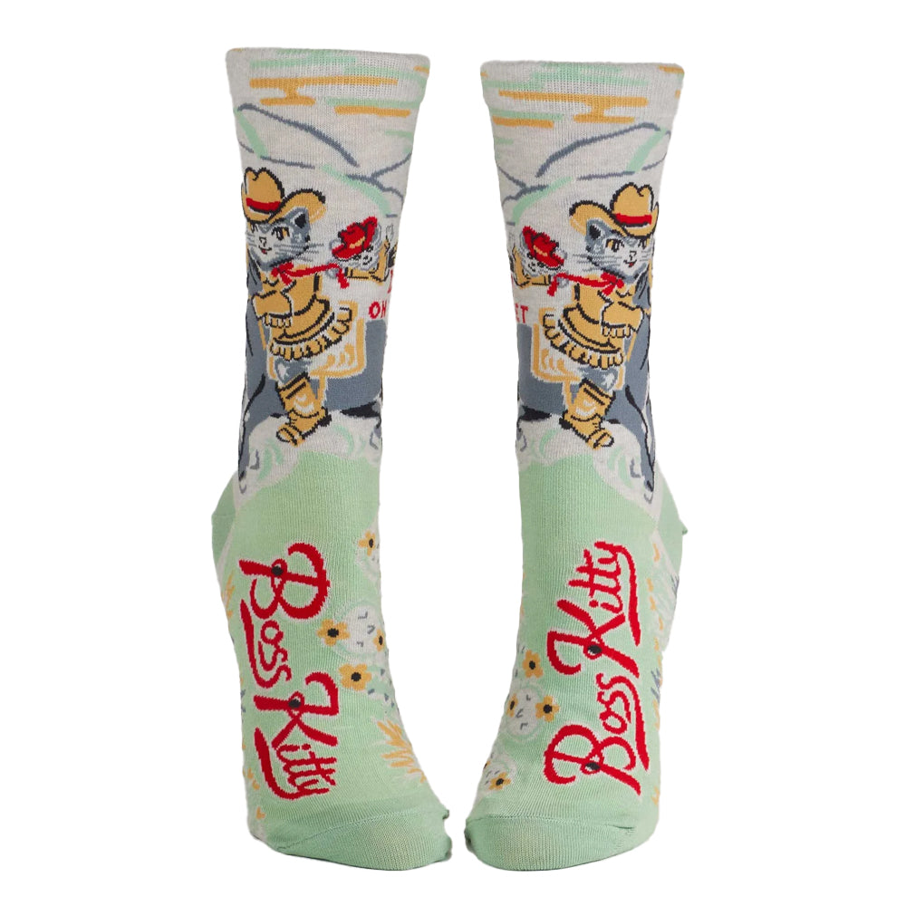 Blue Q Socks & Tees Boss Kitty Crew Socks