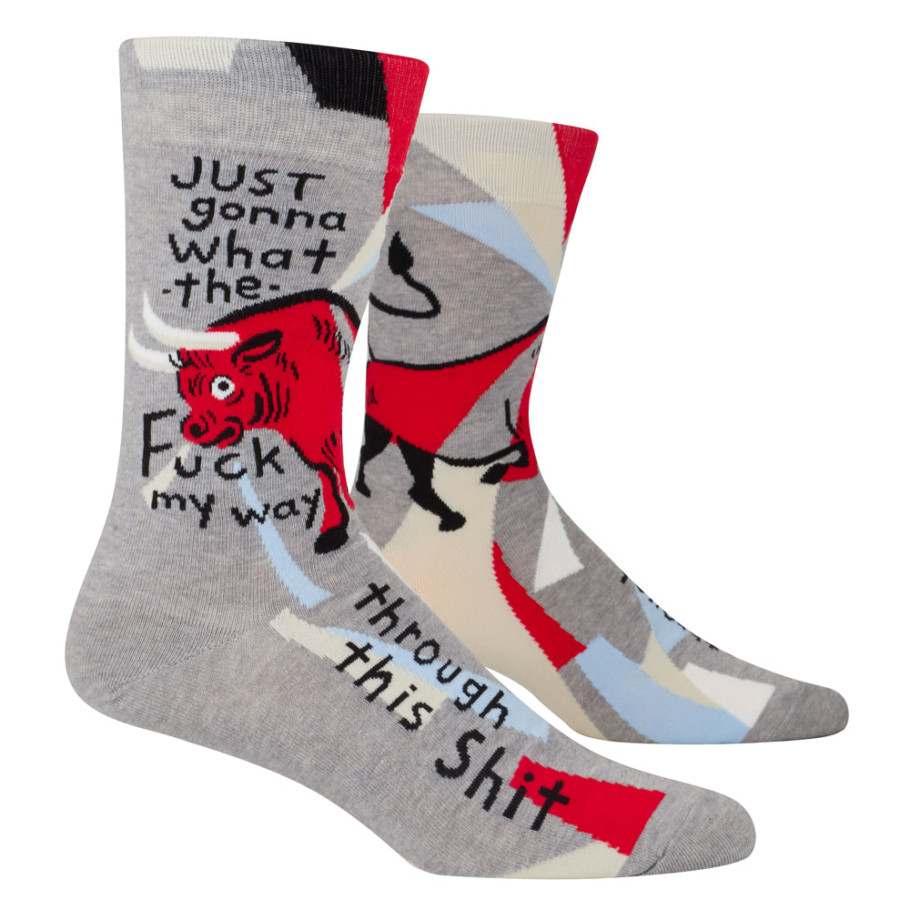 Blue Q Socks & Tees Gonna WTF My Way Through Men's Crew Socks