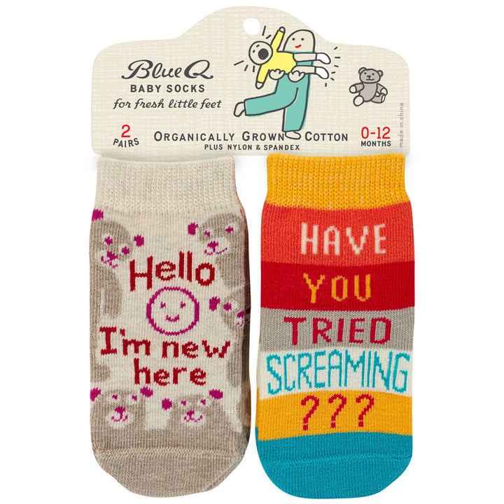 Blue Q Socks & Tees I'm New/Screaming Baby Socks