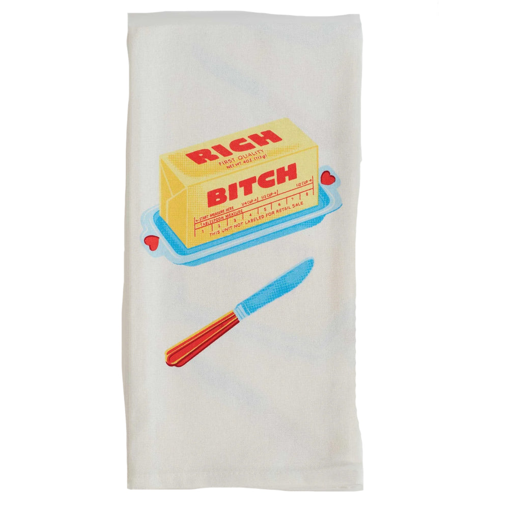 Blue Q Socks & Tees Rich Bitch Dish Towel