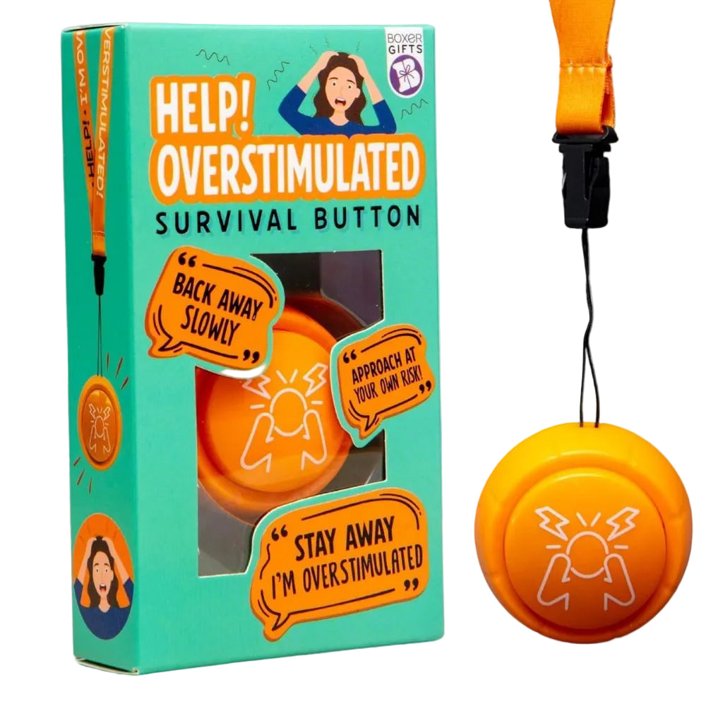 Boxer Gifts Funny Novelties Overstimulated Survival Button