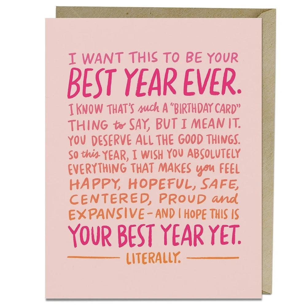 Em & Friends Greeting Cards Best Year Ever Birthday Card