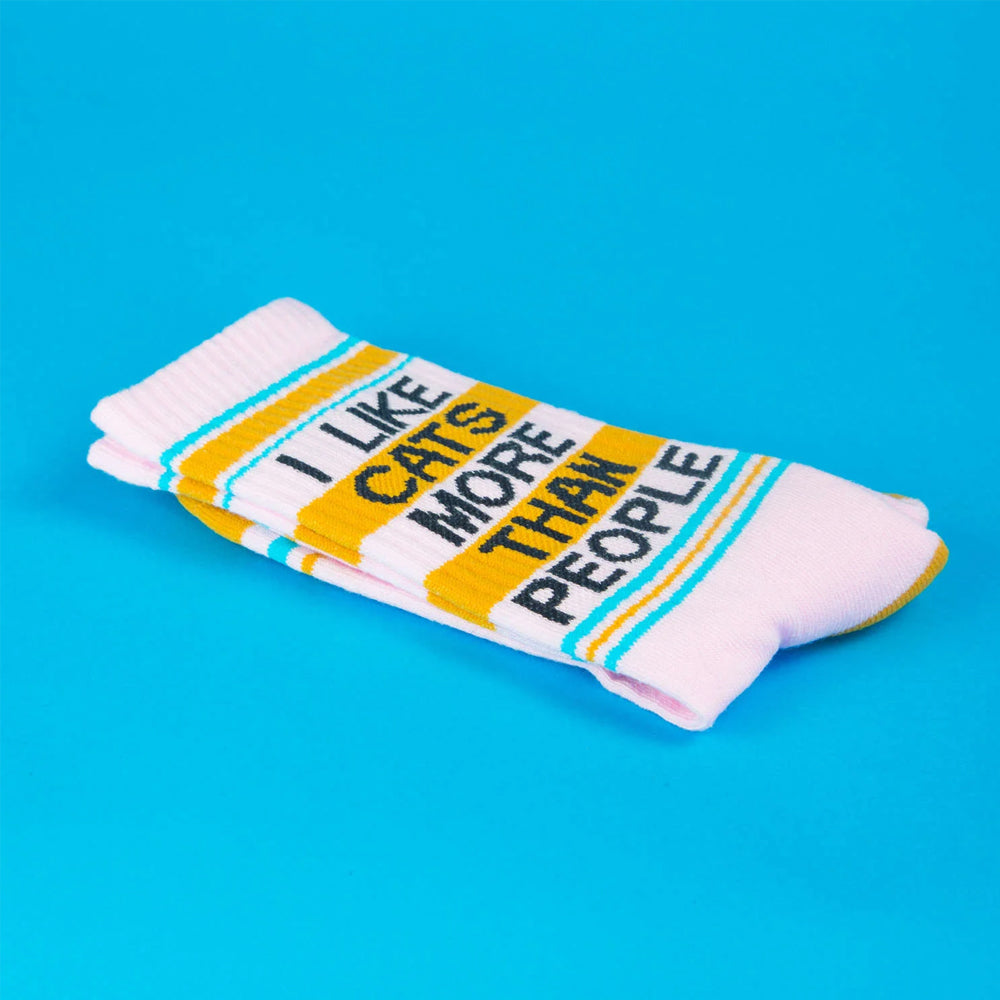 Gumball Poodle Socks & Tees I Like Cats More Than People Gym Crew Socks