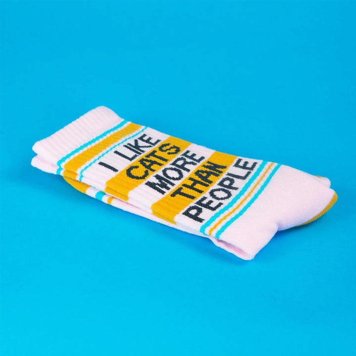 Gumball Poodle Socks & Tees I Like Cats More Than People Gym Crew Socks