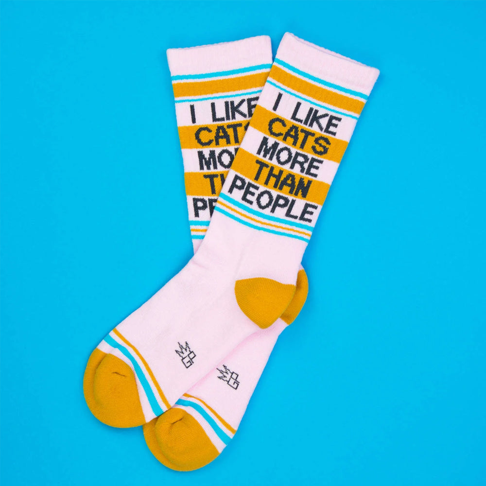 Gumball Poodle Socks & Tees I Like Cats More Than People Gym Crew Socks