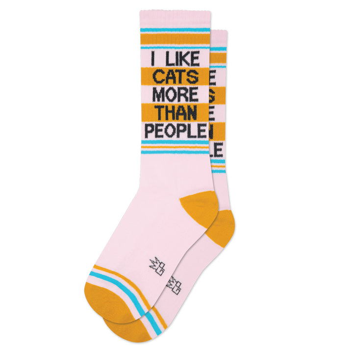 Gumball Poodle Socks & Tees I Like Cats More Than People Gym Crew Socks