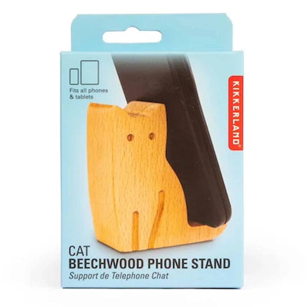 KIKKERLAND Office Goods Cat Beechwood Phone Stand