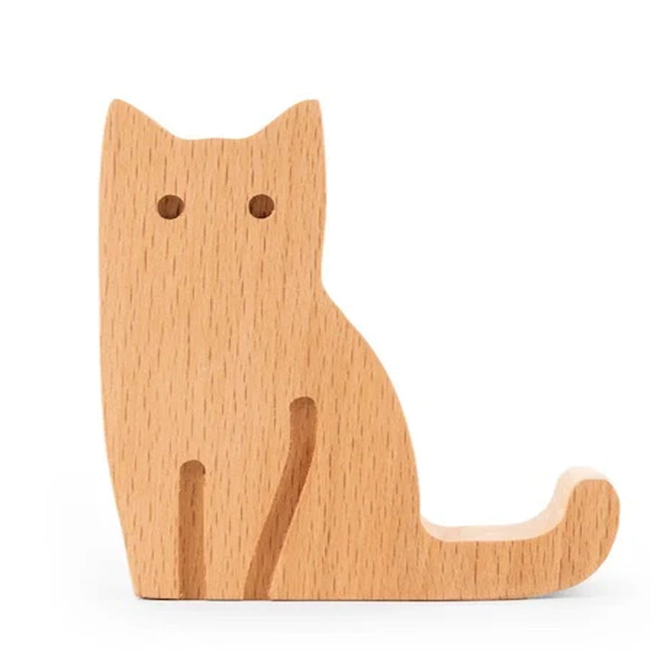 KIKKERLAND Office Goods Cat Beechwood Phone Stand