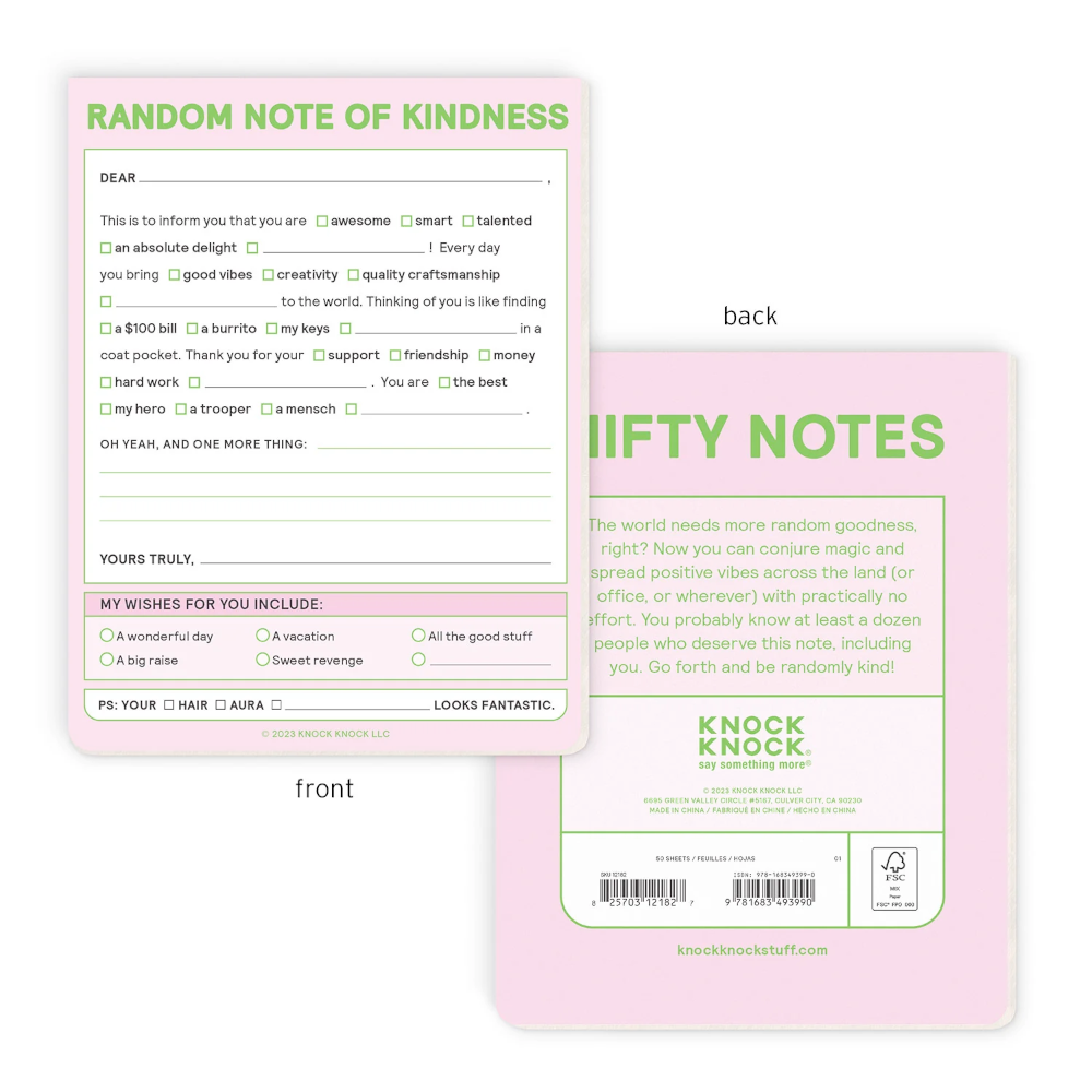 Knock Knock Office Goods Random Note of Kindness Nifty Note Pad (Pastel Version)