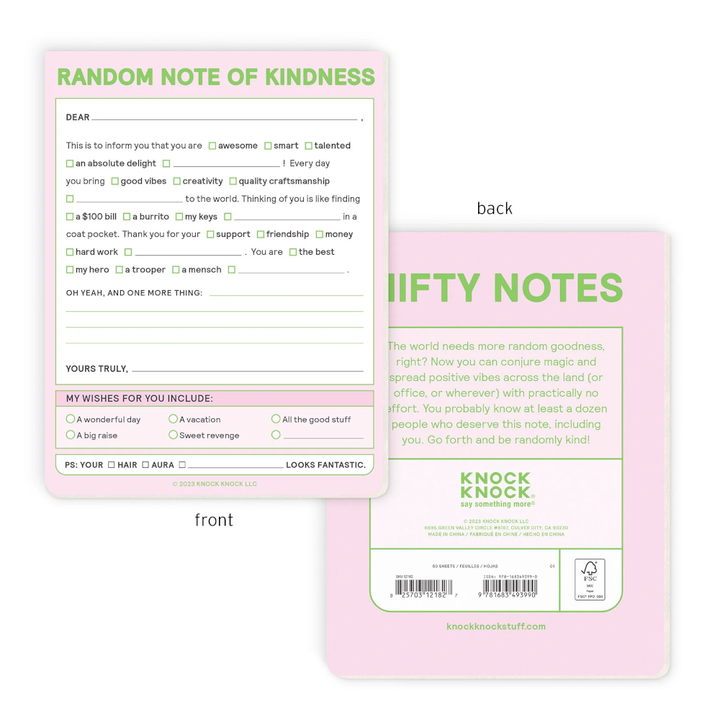 Knock Knock Office Goods Random Note of Kindness Nifty Note Pad (Pastel Version)