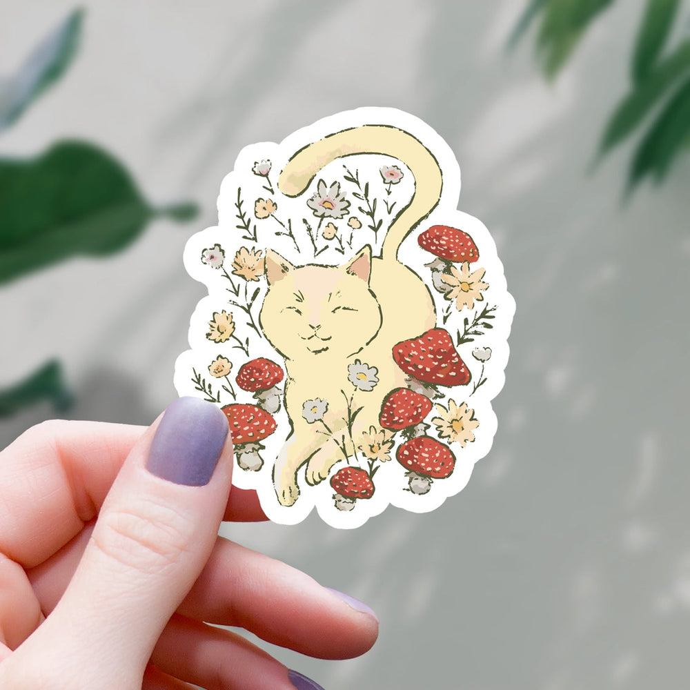 Mimic Gaming Co Magnets & Stickers Cat Walking Amongst Mushrooms Sticker - 3"