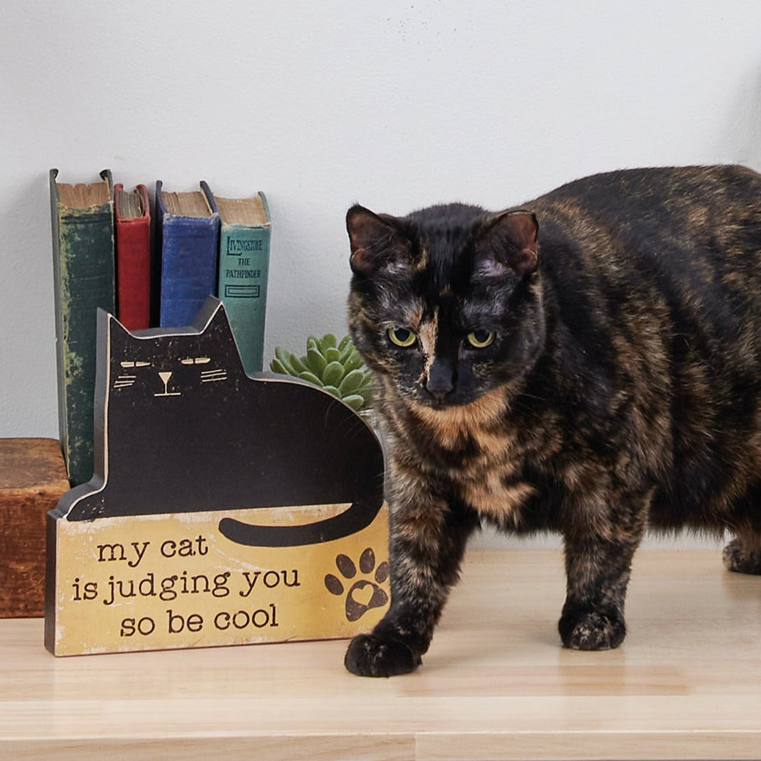 Primitives by Kathy Home Decor My Cat Is Judging You So Be Cool Sign