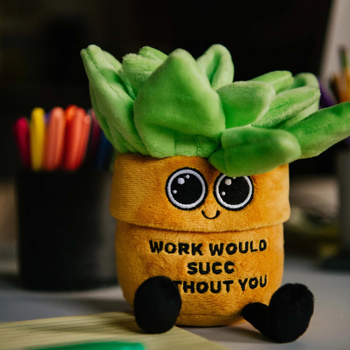 Punchkins Toy Stuffed Plush Work Would Succ w/o You Plant Plushie