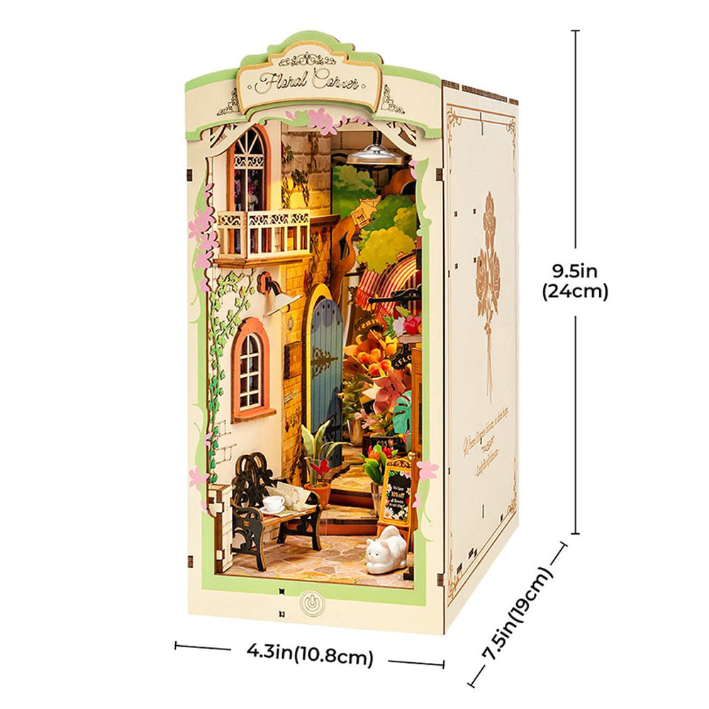 Robotime Factory Door Arts & Crafts Floral Corner Book Nook DIY kit