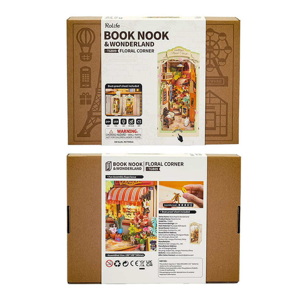 Robotime Factory Door Arts & Crafts Floral Corner Book Nook DIY kit
