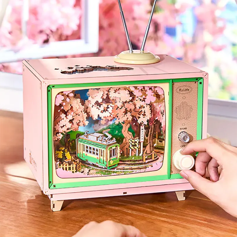 Robotime Factory Door Arts & Crafts Sakura Dreamy Tour Music Box DIY Kit