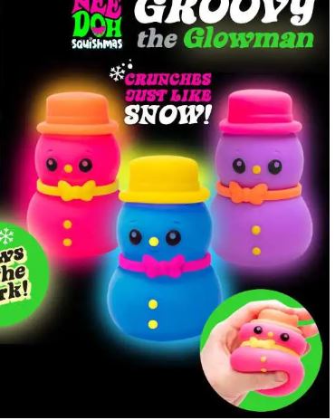 Schylling Toy Novelties Nee Doh Groovy Glow in the Dark Snowman - 1 random color