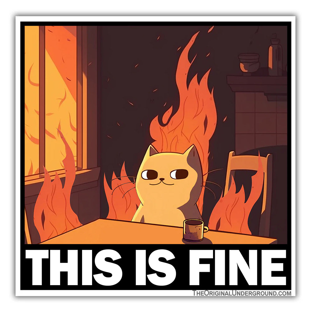 Shady Front Magnets & Stickers This Is Fine Cat Sticker