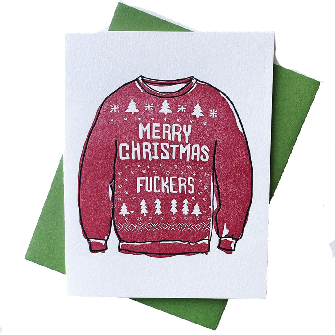 Steel Petal Press Greeting Cards Merry Christmas F*ckers- Letterpress Card