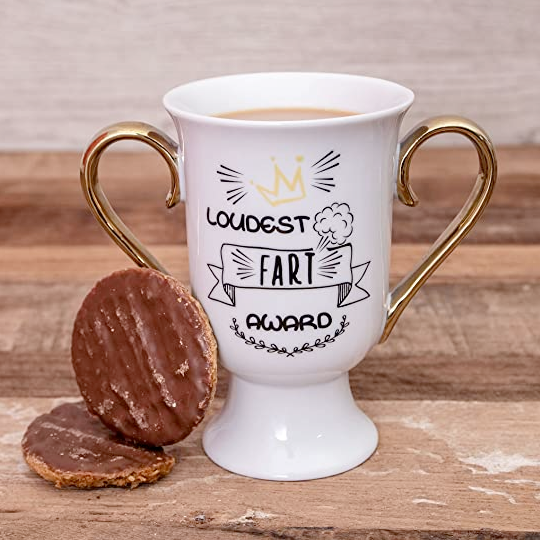 Boxer Gifts Drinkware & Mugs Loudest Farter Champion Trophy Mug