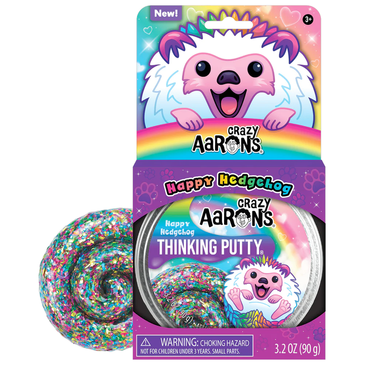 Crazy Aaron's Putty World Toy Creative Happy Hedgehog Crazy Aaron's Putty Pets 4" Tin