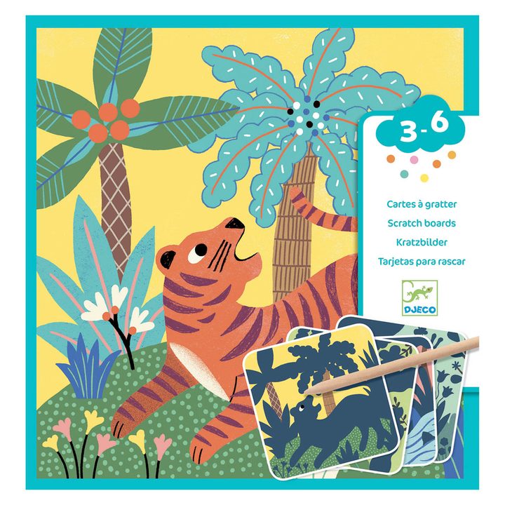 DJECO Arts & Crafts Big Animals Scratch Cards Activity