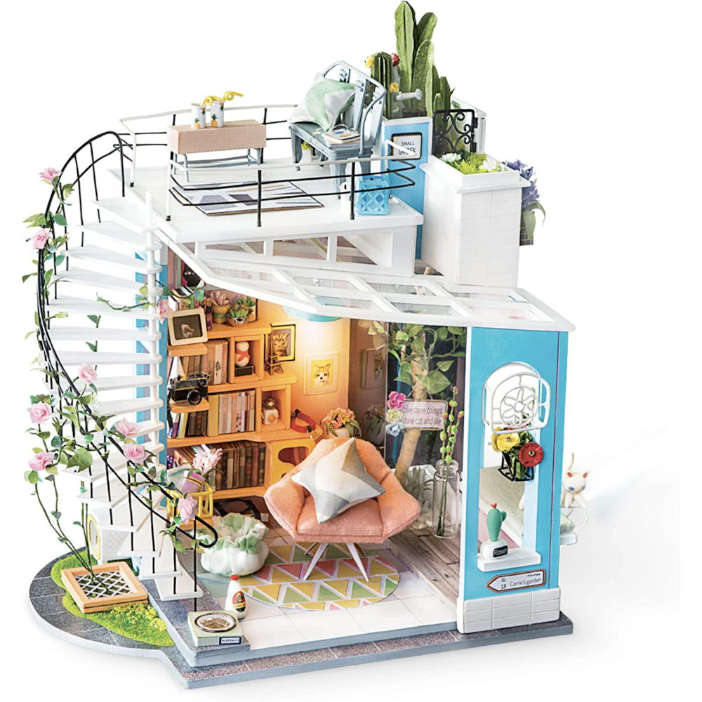 Hands Craft Arts & Crafts DIY Miniature Dollhouse Kit: Dora's Loft