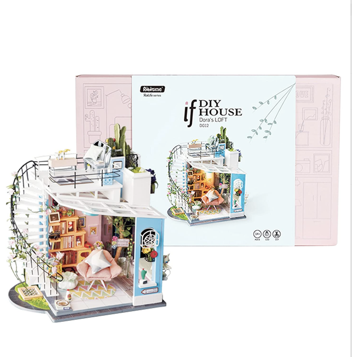 Hands Craft Arts & Crafts DIY Miniature Dollhouse Kit: Dora's Loft