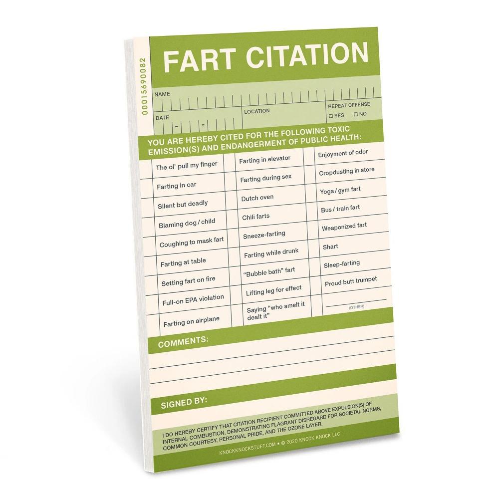 Knock Knock STATIONARY - ST Sticky Notes Pads Fart Citation - Sticky Pad