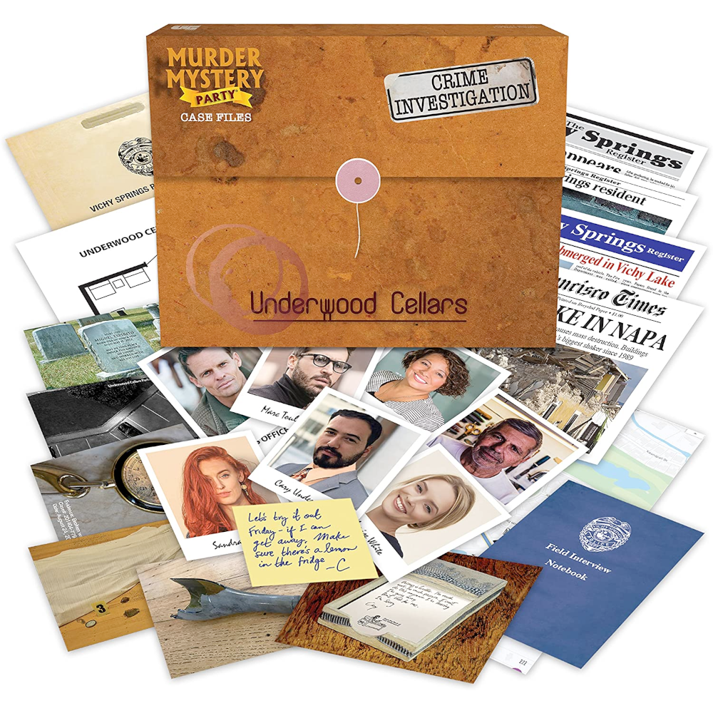 University Games GAMES Underwood Cellar Murder Mystery Party Case Files